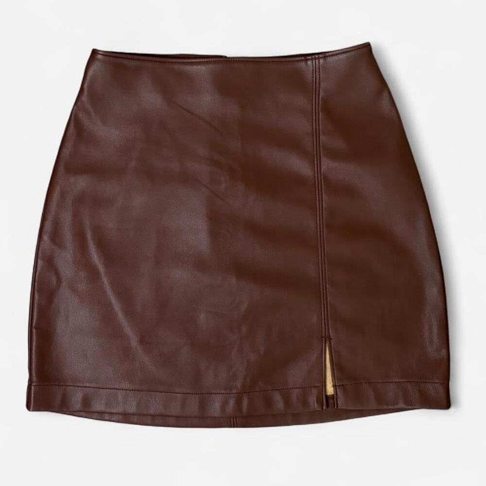 Hollister Brown Faux Leather Mini Skirt - Size XS